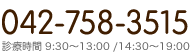 電話 042-758-3515 診療時間 9:30～13:00 /14:30～19:00